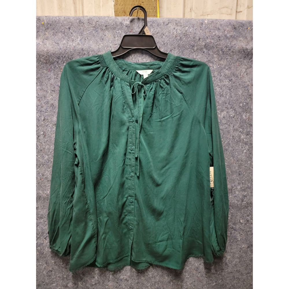 Terra & Sky Hunter Green‎ Bohemian Blouse w/tie Size 1X